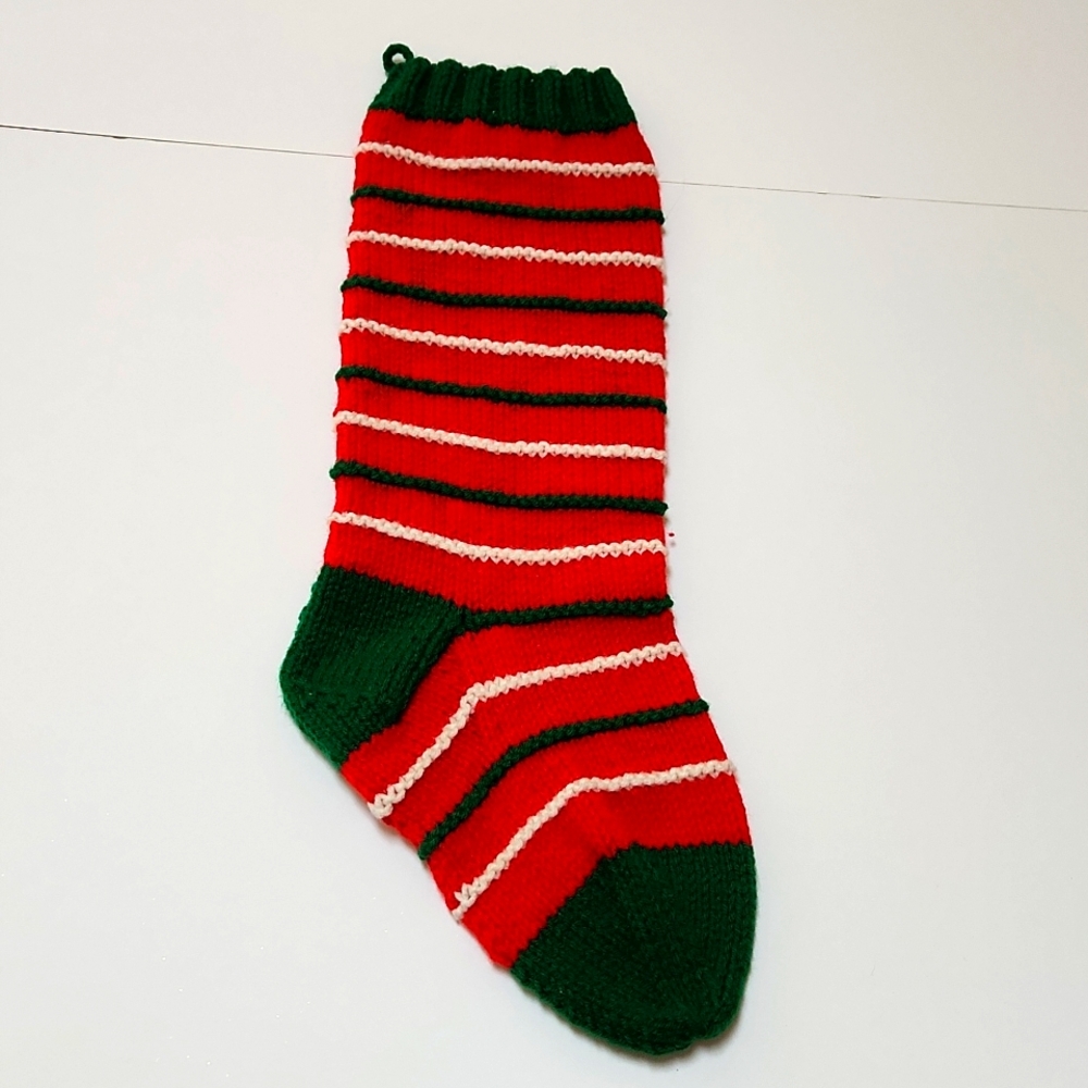 Vintage Yarn Knit Christmas Stockings Socks Retro Mid Century